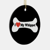 Ik hou van mijn Whippet - Dog Bone Keramisch Ornament (Rechts)