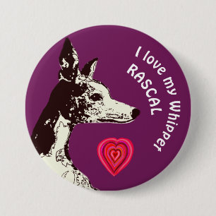 Ik hou van mijn Whippet Ronde Button 7,6 Cm