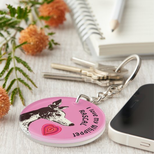 Ik hou van mijn Whippet Sleutelhanger (Voorkant Rechts)