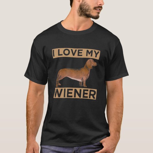 Ik hou van mijn Wiener Funny Teckel Weiner Dog Gif T-shirt (Voorkant)