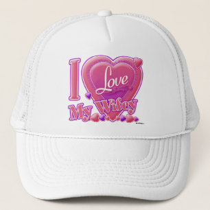 Ik hou van mijn wifey roze/paars hart trucker pet