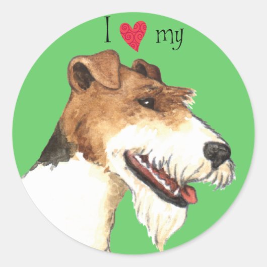 Ik hou van mijn Wire Fox Terrier Ronde Sticker (Voorkant)