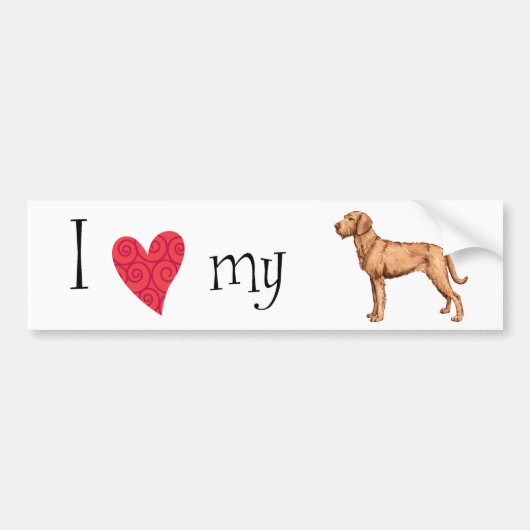 Ik hou van mijn Wirehaered Vizsla Bumpersticker (Voorkant)