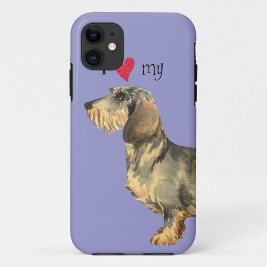 Ik hou van mijn Wirehaire Dachshund Case-Mate iPhone Case (Achterkant)