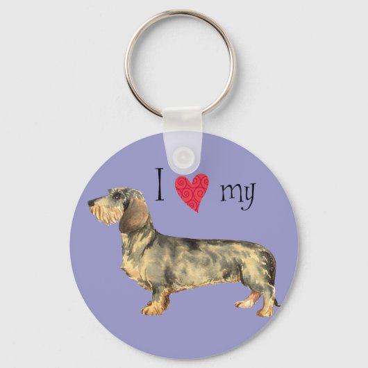 Ik hou van mijn Wirehaire Dachshund Sleutelhanger (Voorkant)