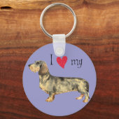 Ik hou van mijn Wirehaire Dachshund Sleutelhanger (Voorkant)