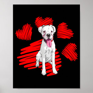 Ik hou van mijn witte Boxer-hond Poot Hart Valenti Poster