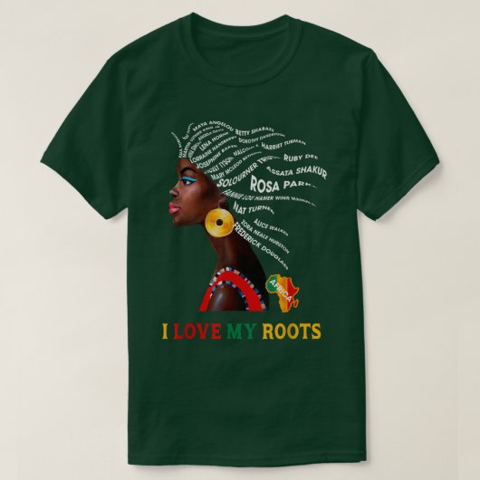 Ik hou van mijn wortels, zwarte geschiedenis maand t-shirt (Design voorkant)
