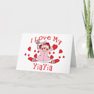 Ik hou van mijn YiaYia Rag Doll & Hearts Kaart