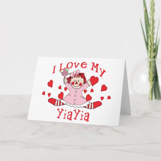 Ik hou van mijn YiaYia Rag Doll & Hearts Kaart (Voorkant)