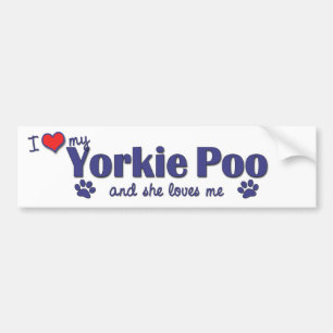 Ik hou van mijn Yorkie Poo (Vrouw Dog) Bumpersticker