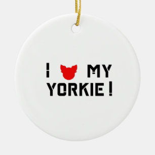 Ik hou van mijn Yorkie Typography Design Keramisch Ornament