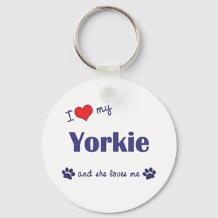 Ik hou van mijn Yorkie (Vrouw Dog) Sleutelhanger