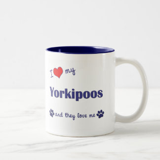 Ik hou van mijn Yorkipoos (meerdere honden) Tweekleurige Koffiemok