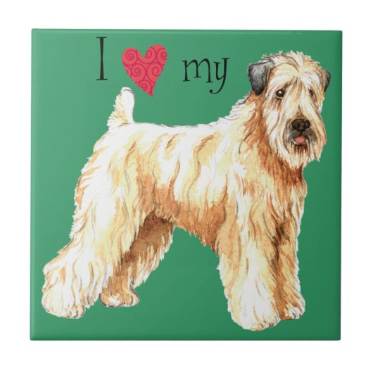 Ik hou van mijn zachte beklede Wheaten Terrier Tegeltje (Voorkant)