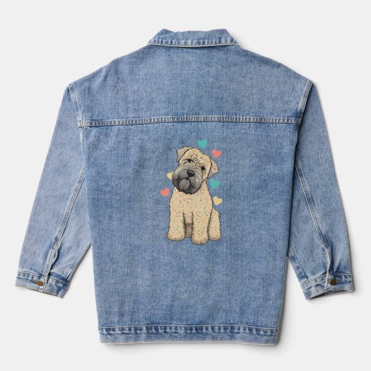 Ik hou van mijn zachte gecoate tarweterriër honden denim jacket (Achterkant)