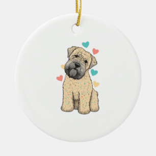 Ik hou van mijn zachte gecoate tarweterriër honden keramisch ornament
