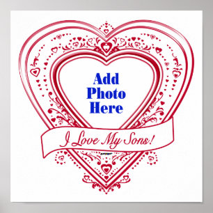 Ik hou van mijn zons! Foto Red Hearts Poster
