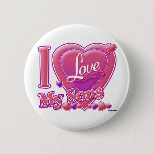 Ik hou van mijn zons roze/paars - hart ronde button 5,7 cm