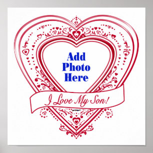 Ik hou van mijn zoon! Foto Red Hearts Poster