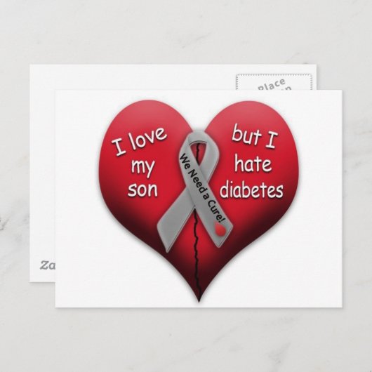Ik hou van mijn zoon, maar Hate Diabetes Briefkaart (Voorkant / Achterkant)