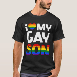 Ik hou van mijn zoon mama vaders familie LGBTQ Gay T-shirt