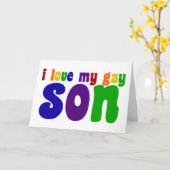 Ik hou van mijn zoon Retro Rainbow Mam Kaart (Gele Bloem)