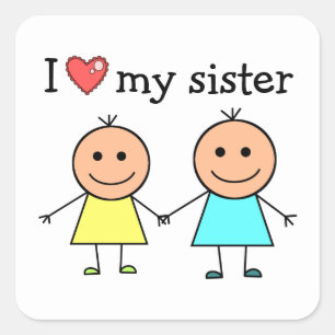 Ik hou van mijn zus vierkante sticker