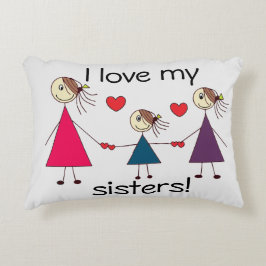 Ik hou van mijn zussen Cute Sisters Draaien Accent Kussen