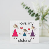 Ik hou van mijn zussen Cute Sisters Love Briefkaart (Staand voorkant)