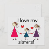Ik hou van mijn zussen Cute Sisters Love Briefkaart (Voorkant / Achterkant)