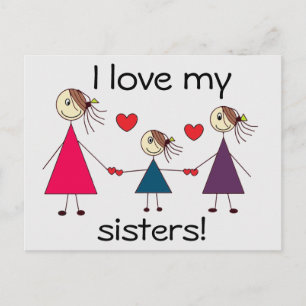 Ik hou van mijn zussen Cute Sisters Love Briefkaart