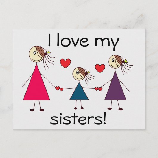 Ik hou van mijn zussen Cute Sisters Love Briefkaart (Voorkant)