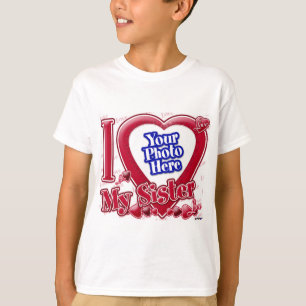 Ik hou van mijn zuster rood hart - foto t-shirt