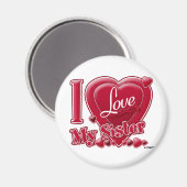 Ik hou van mijn zuster rood - hart magneet (Voorkant / Achterkant)