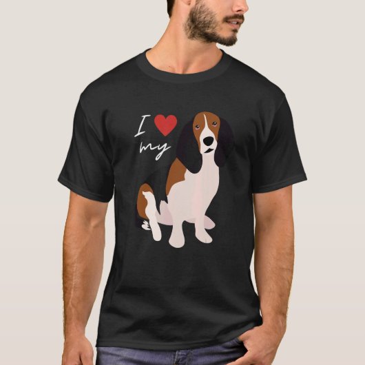 Ik hou van mijn zwarte bruin en witte hond t-shirt (Voorkant)