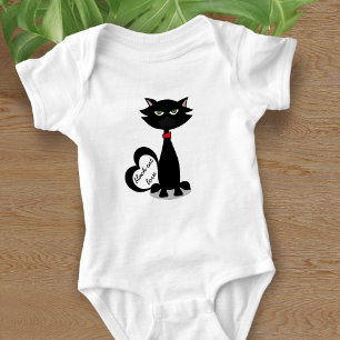 Ik hou van mijn zwarte cartoon kattenshirt romper