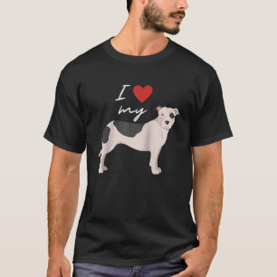 Ik hou van mijn zwarte en witte Amerikaanse pit bu T-shirt