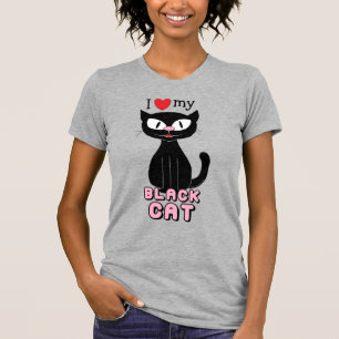 Ik hou van mijn zwarte kat Cute T-shirt