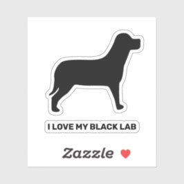Ik hou van mijn zwarte lab hond silhouet sticker