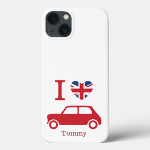 Ik hou van Mini Coopers - Blauw - Gepersonaliseerd iPhone 13 Hoesje