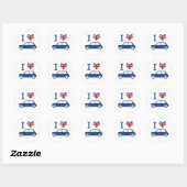 Ik hou van Mini Coopers - Blauw Ronde Sticker (Vel)