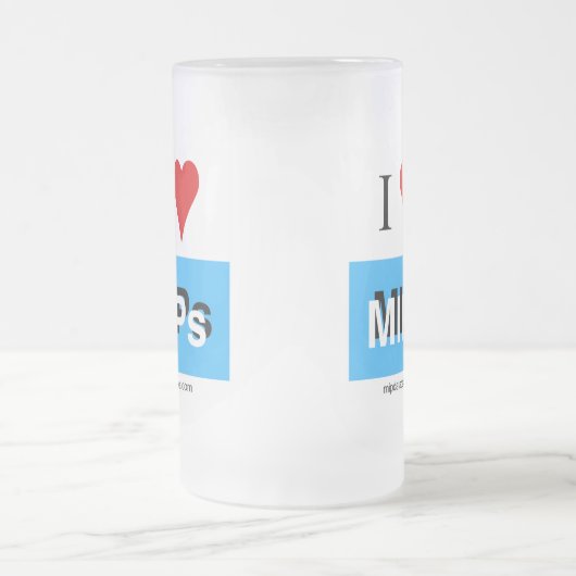 Ik hou van MIP's 3 mok van gefronst glas (Center)