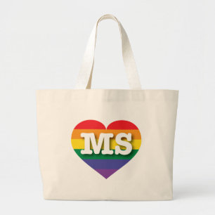Ik hou van Mississippi Rainbow Heart Grote Tote Bag