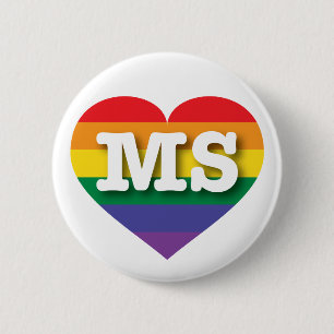 Ik hou van Mississippi Rainbow Heart Ronde Button 5,7 Cm