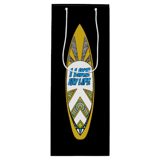 Ik hou van m'n leven surfbordtas wijn cadeautas (Voorkant)