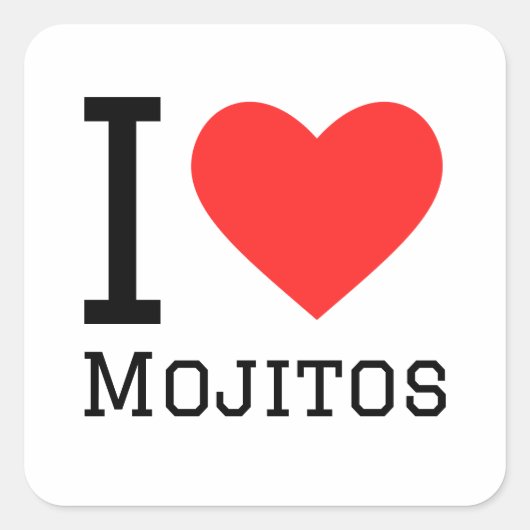 Ik hou van mojito's vierkante sticker (Voorkant)