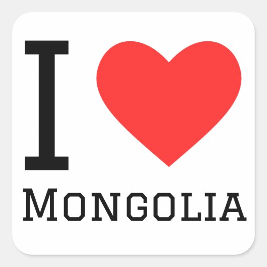 Ik hou van Mongolië Vierkante Sticker (Voorkant)