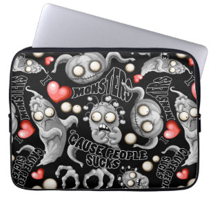 Ik hou van monsters omdat mensen klote zijn laptop sleeve