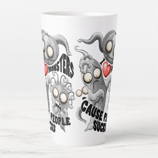 Ik hou van monsters omdat mensen klote zijn latte mok (Voorkant)